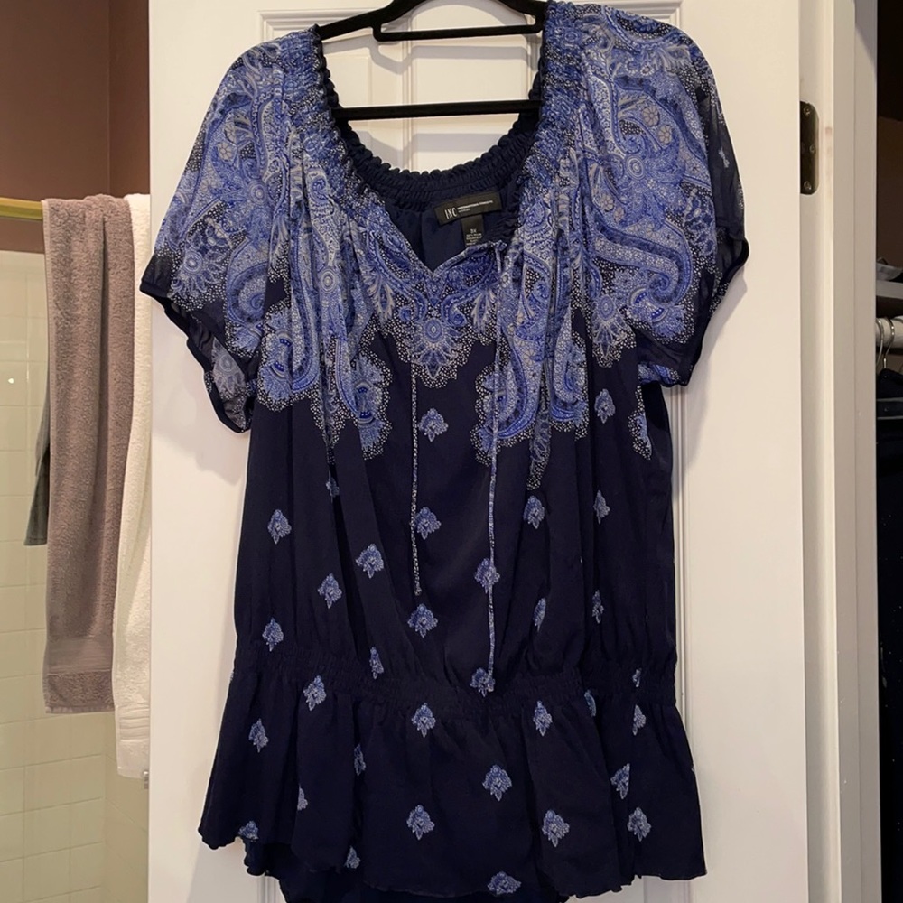 INC 3x short sleeve banded blouse